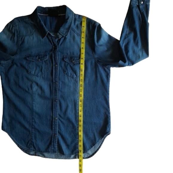 Nanette Lepore Denim Jean Top Womens Large Snap Western Cowgirl - Picture 13 of 13